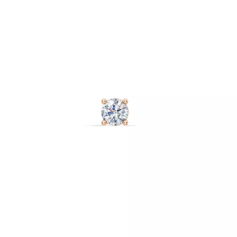 14K Rose Gold Single Diamond Screw Back Stud Earring (1/8ct)
