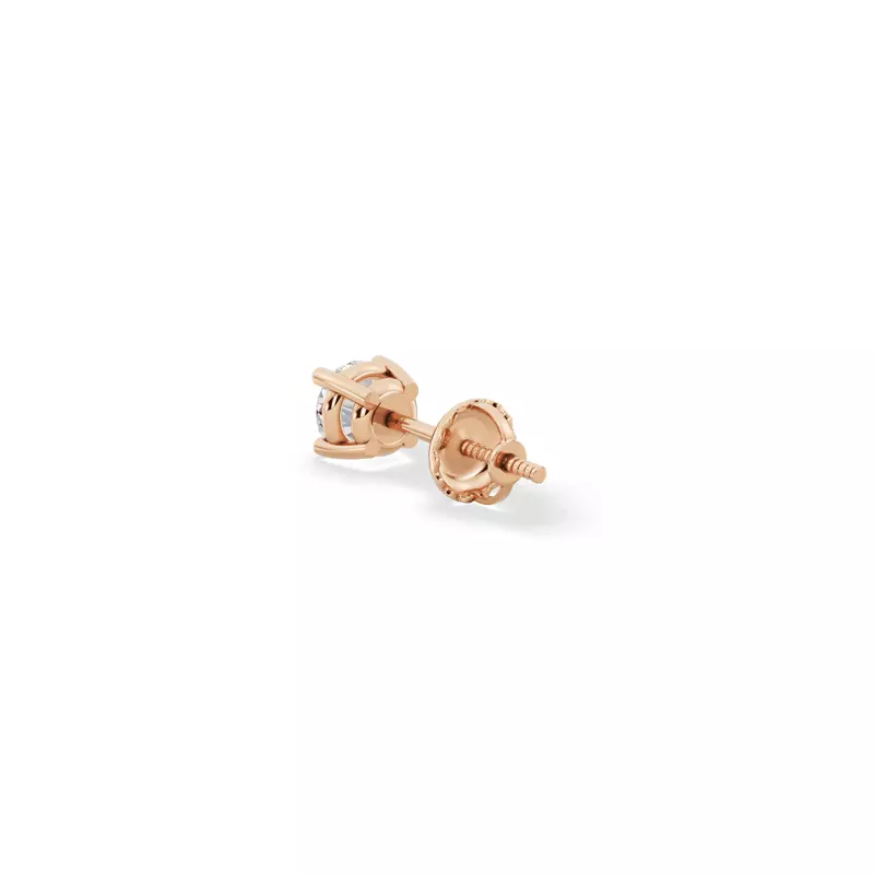 14K Rose Gold Single Diamond Screw Back Stud Earring (1/4ct)