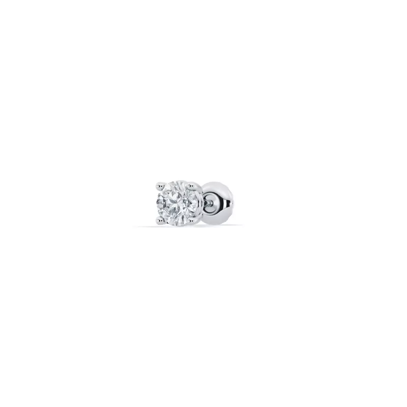 14K White Gold Single Diamond Screw Back Stud Earring (1/8ct)