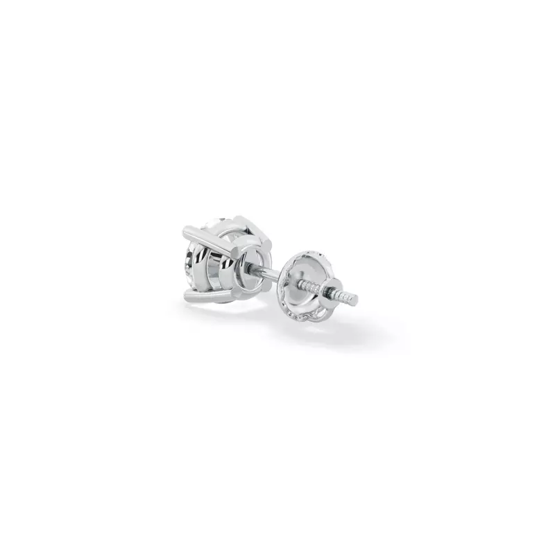 14K White Gold Single Diamond Screw Back Stud Earring (3/4ct)
