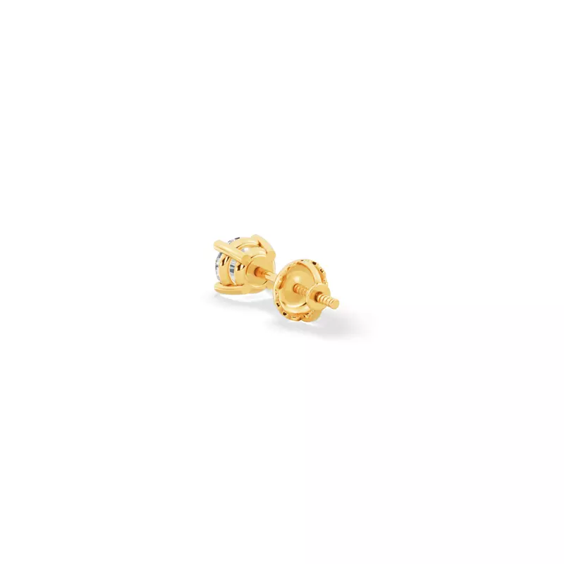 14K Yellow Gold Single Diamond Screw Back Stud Earring (1/8ct)