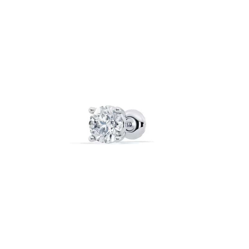 Platinum Single Diamond Screw Back Stud Earring (1/2ct)