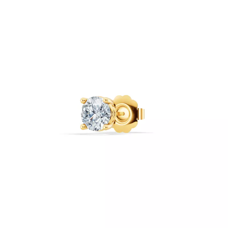 18K Yellow Gold Single Diamond Stud Earring (1/2ct)