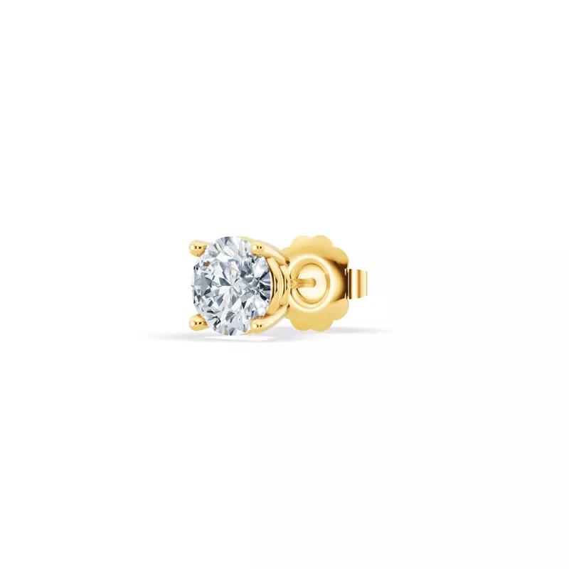 18K Yellow Gold Single Diamond Stud Earring (3/4ct)