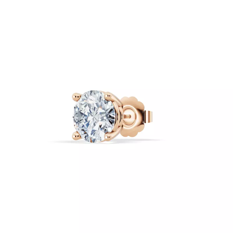 14K Rose Gold Single Diamond Stud Earring (1.5ct)