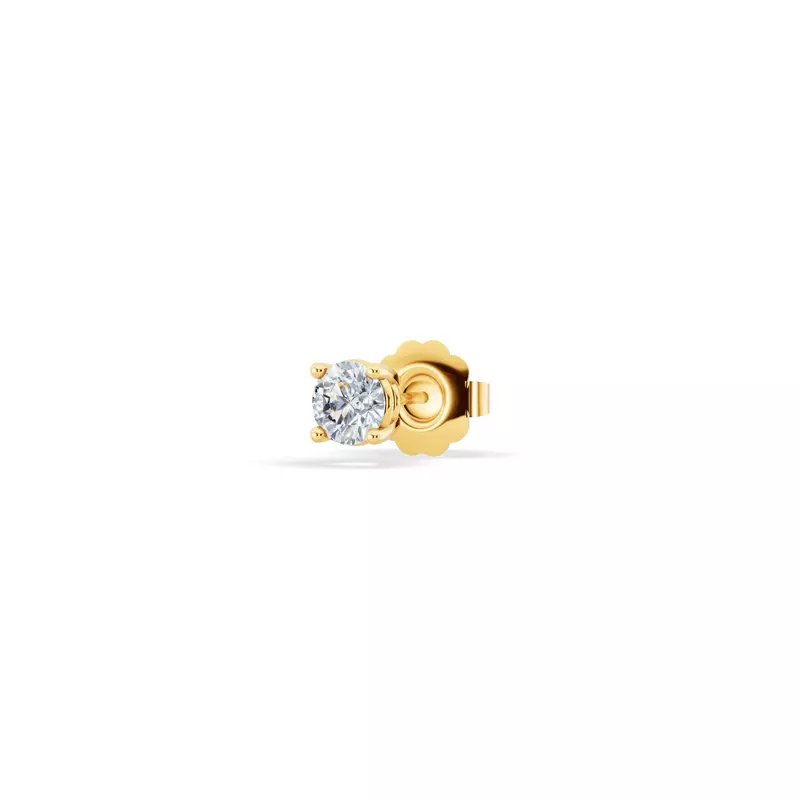 14K Yellow Gold Single Diamond Stud Earring (1/8ct)