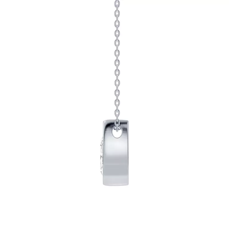 14K White Gold Floating Pear Lab Diamond Bezel Pendant