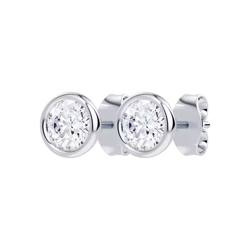 14K White Gold Modern Bezel-Set Lab Diamond Stud Earrings (1 ct. tw.)