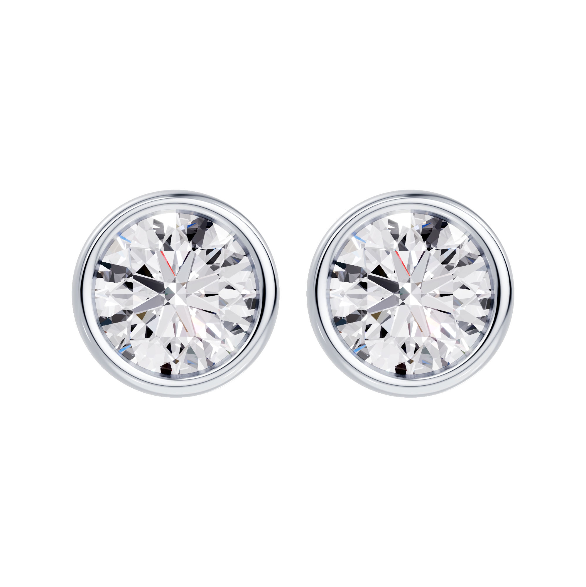 14K White Gold Modern Bezel-Set Lab Diamond Stud Earrings (2 ct. tw.)