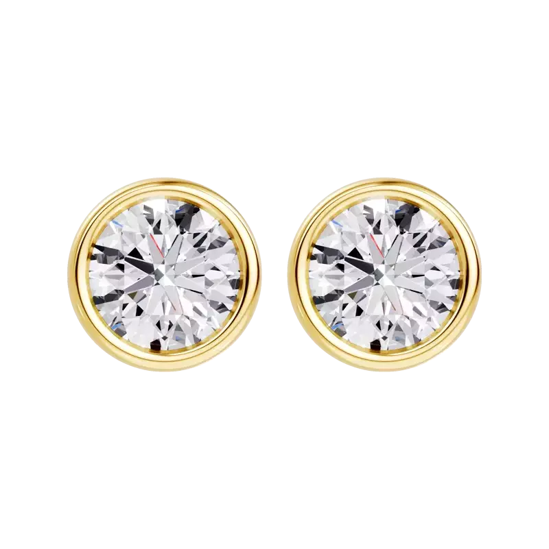 14K Yellow Gold Modern Bezel-Set Lab Diamond Stud Earrings (2 ct. tw.)
