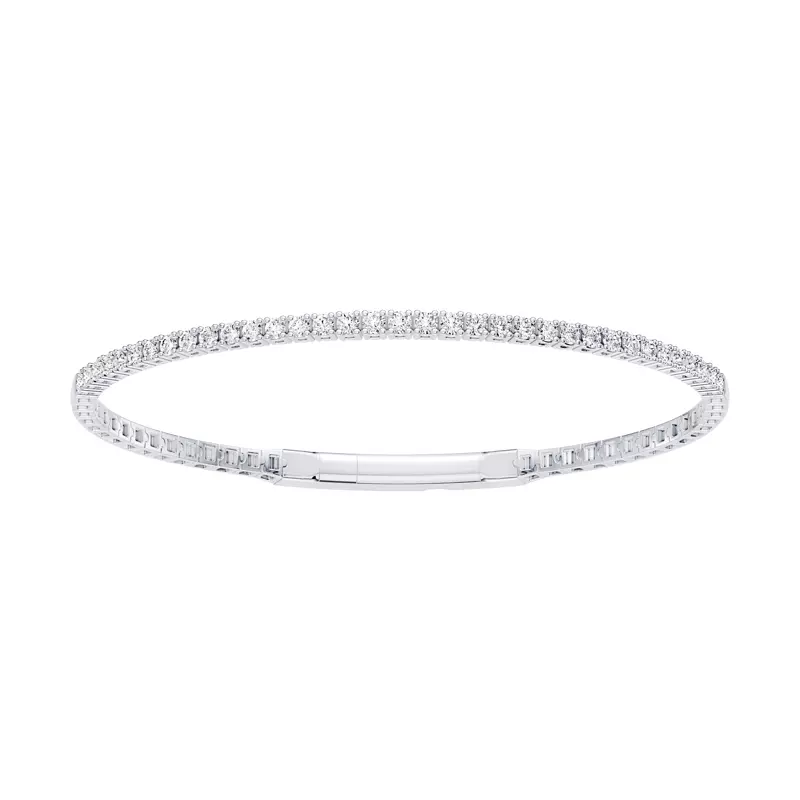 14K White Gold Tennis Diamond Flex Bracelet