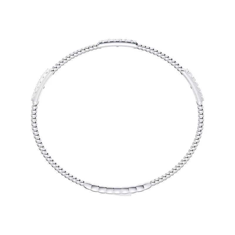 14K White Gold Bar Lab Diamond Flex Bracelet
