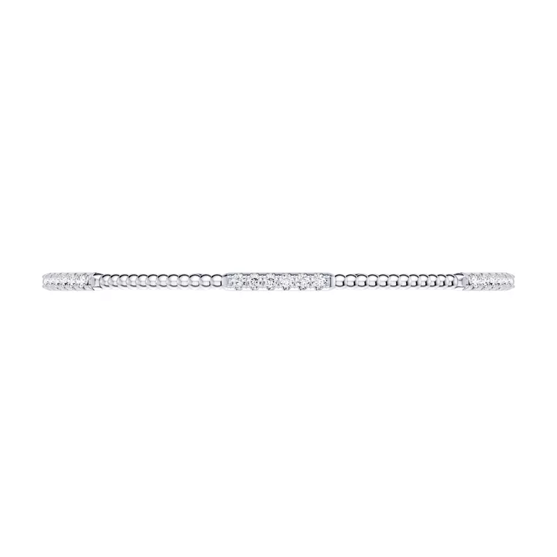 14K White Gold Bar Lab Diamond Flex Bracelet