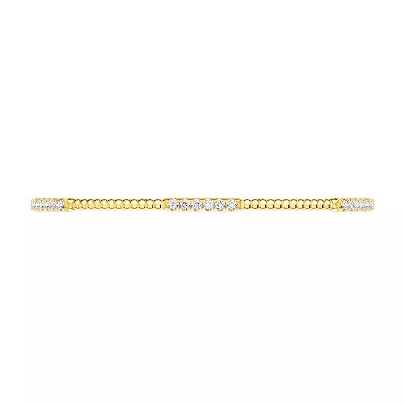 14K Yellow Gold Bar Lab Diamond Flex Bracelet
