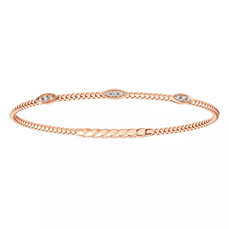 14K Rose Gold Leaf Flex Lab Diamond Bracelet