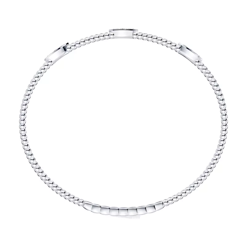 14K White Gold Leaf Flex Lab Diamond Bracelet