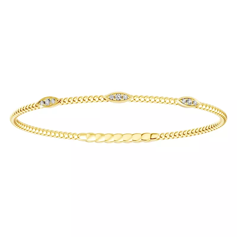 14K Yellow Gold Leaf Flex Diamond Bracelet