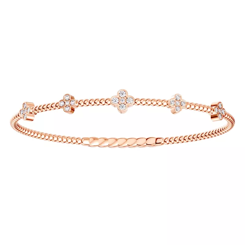 14K Rose Gold Clover Lab Diamond Flex Bracelet