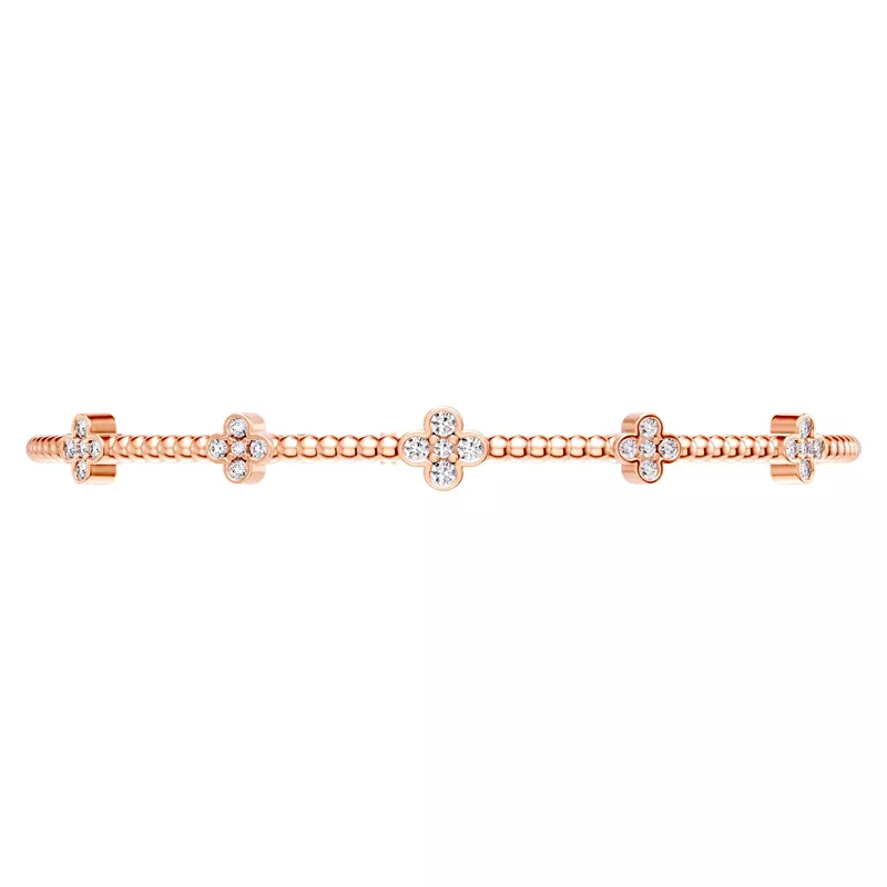 14K Rose Gold Clover Lab Diamond Flex Bracelet