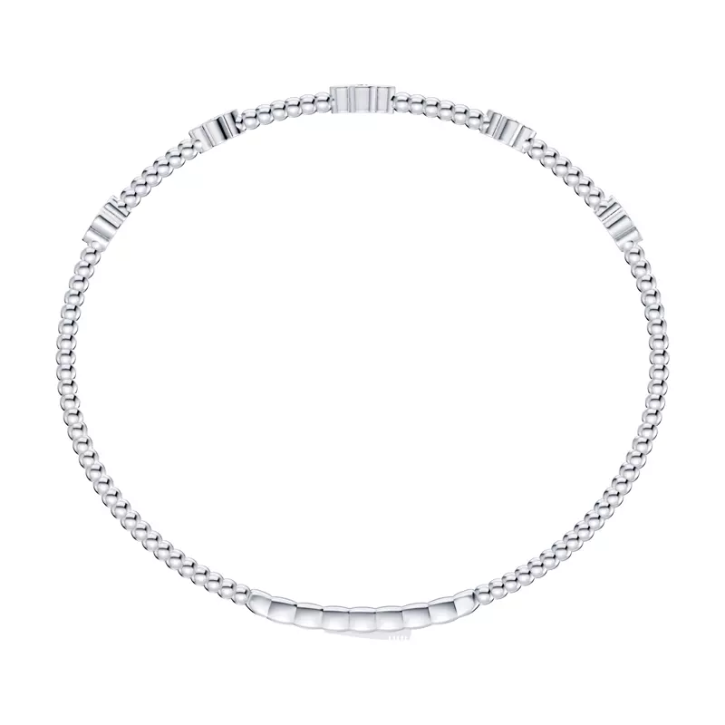 14K White Gold Clover Lab Diamond Flex Bracelet