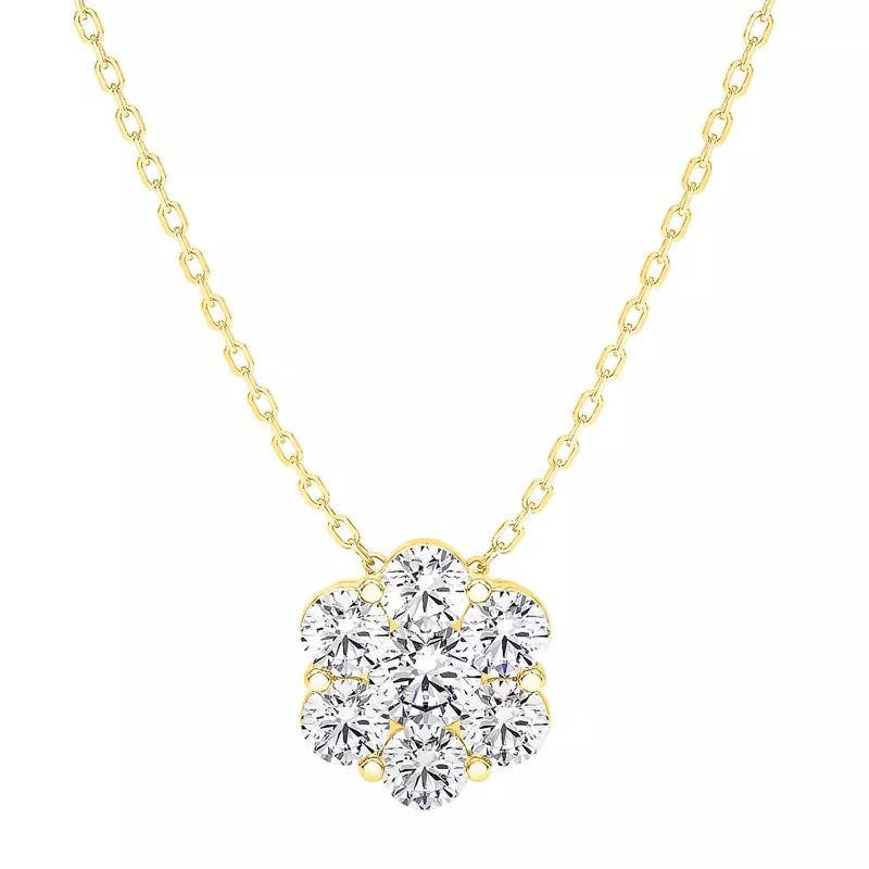 14K Yellow Gold Floral Diamond Cluster Pendant (2 ct. tw.)