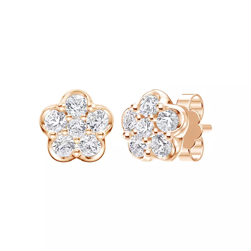 14K Rose Gold Clara Floral Cluster Earrings