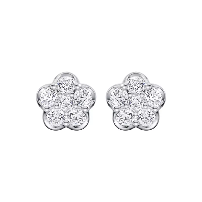 14K White Gold Clara Floral Cluster Earrings