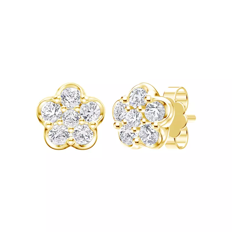 14K Yellow Gold Clara Floral Cluster Lab Earrings