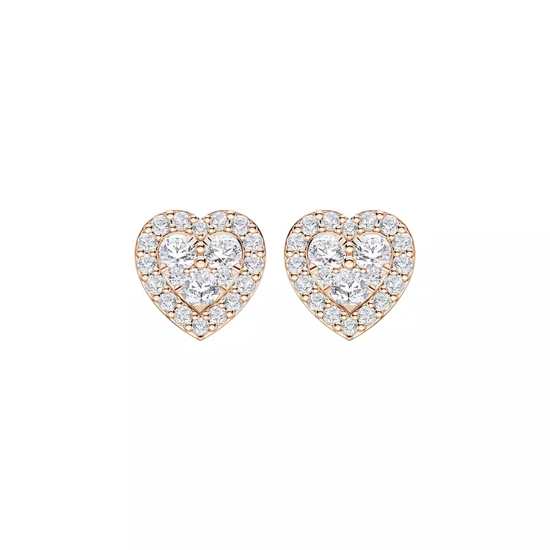 14K Rose Gold Amorette Heart Cluster Halo Earrings