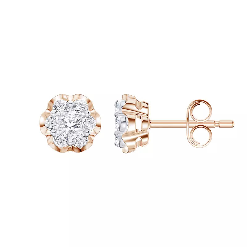 Camellia Scalloped Cluster Earrings