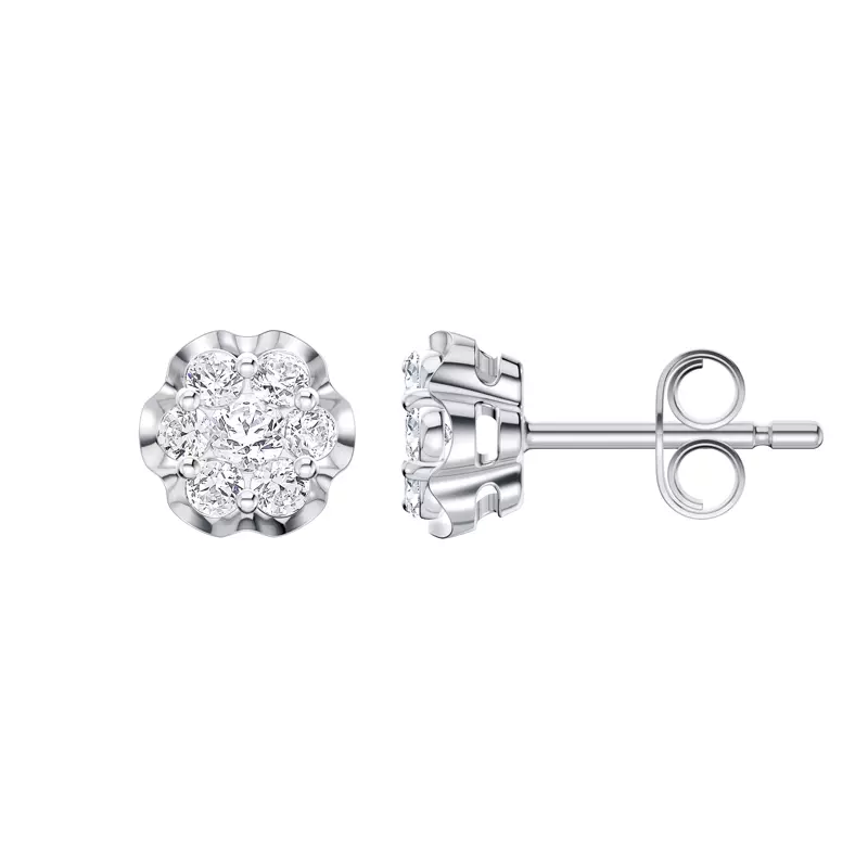 Camellia Scalloped Cluster Earrings