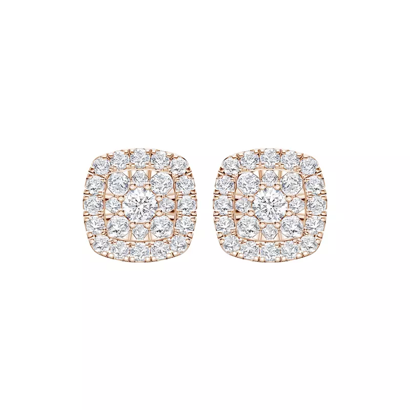 14K Rose Gold Elissa Double Halo Lab Earrings