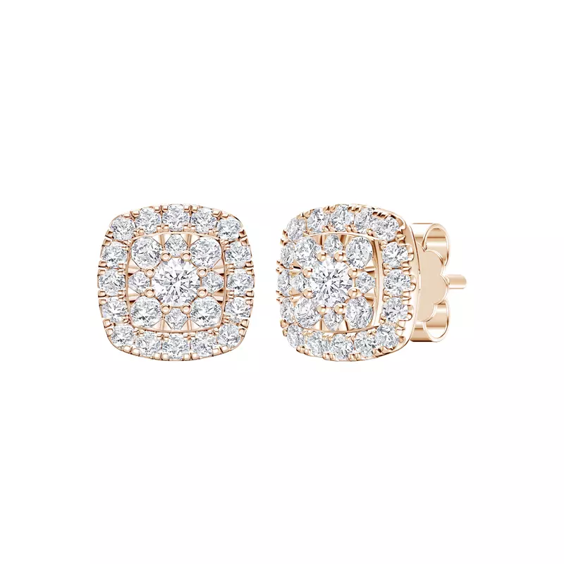 14K Rose Gold Elissa Double Halo Earrings