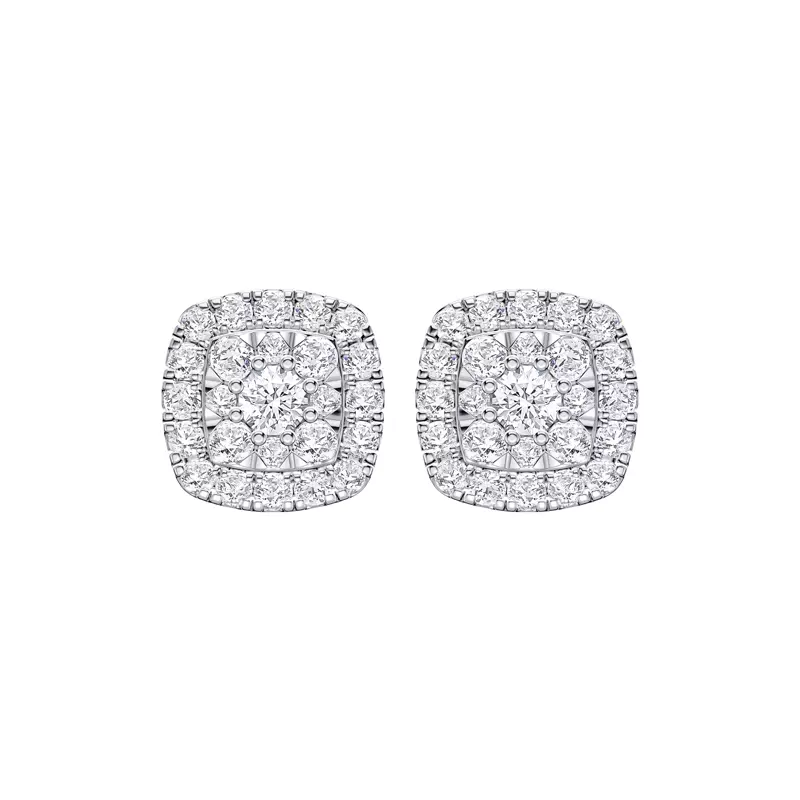 14K White Gold Elissa Double Halo Lab Earrings