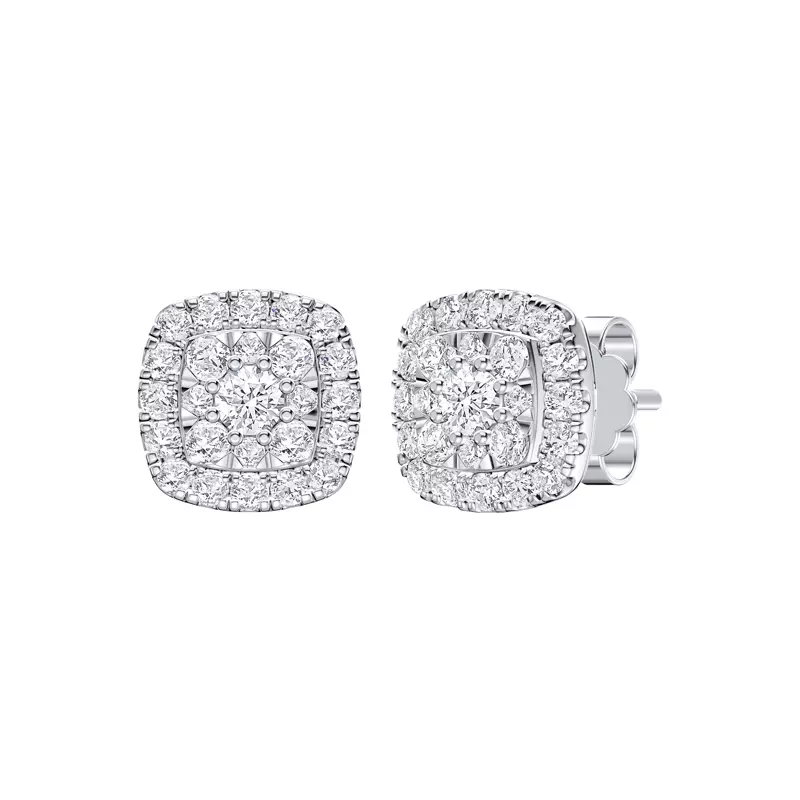 14K White Gold Elissa Double Halo Lab Earrings