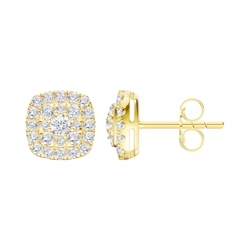 14K Yellow Gold Elissa Double Halo Lab Earrings