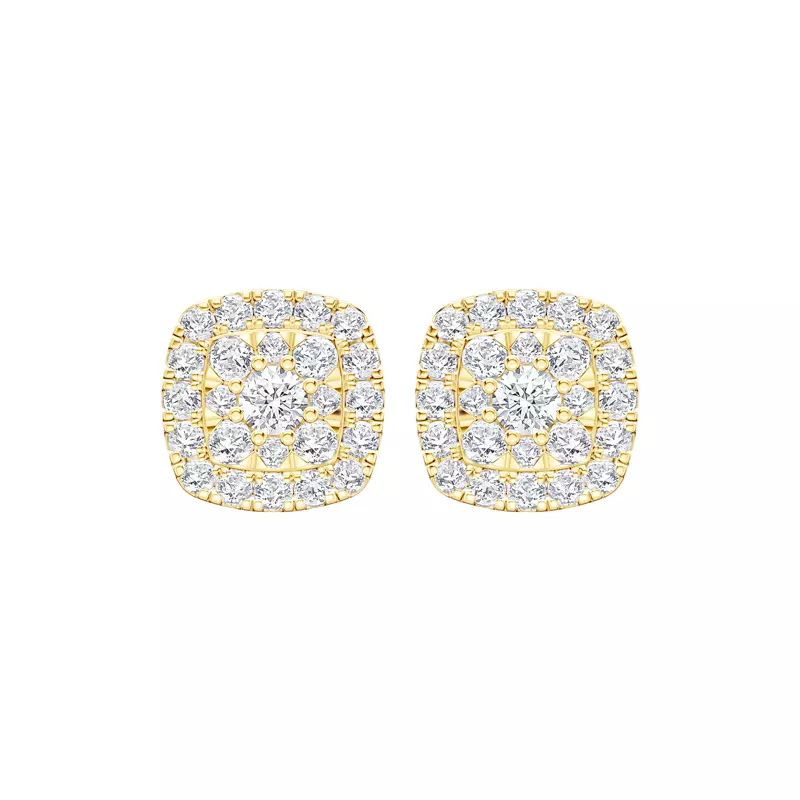 14K Yellow Gold Elissa Double Halo Lab Earrings
