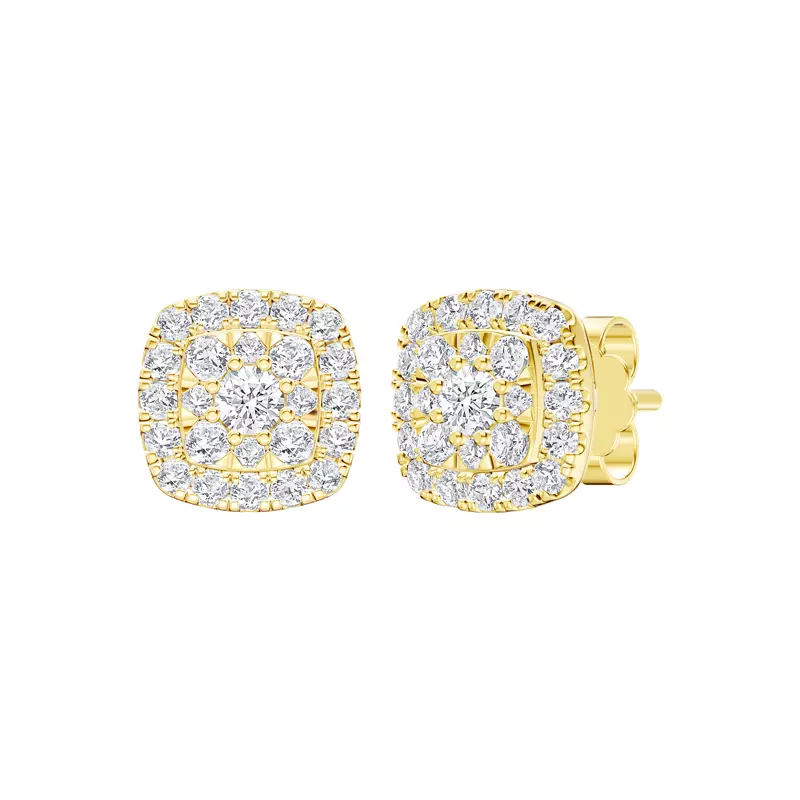 14K Yellow Gold Elissa Double Halo Earrings