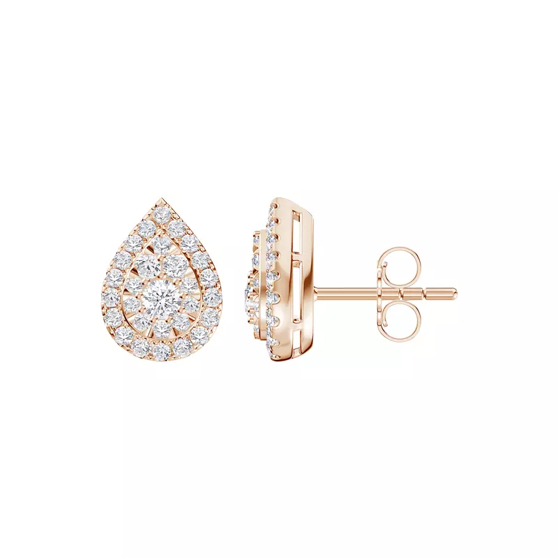 14K Rose Gold Elara Double Halo Earrings