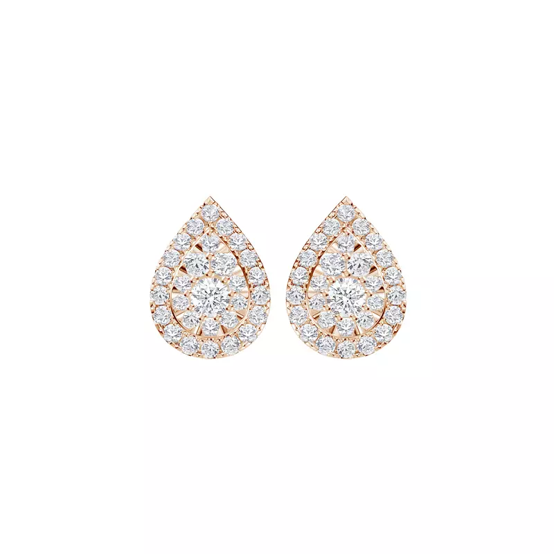 14K Rose Gold Elara Double Halo Earrings
