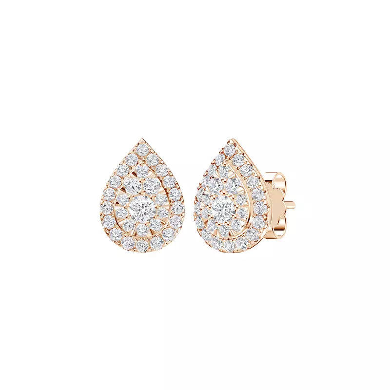 14K Rose Gold Elara Double Halo Earrings