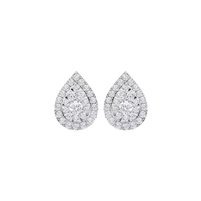 14K White Gold Elara Double Halo Earrings