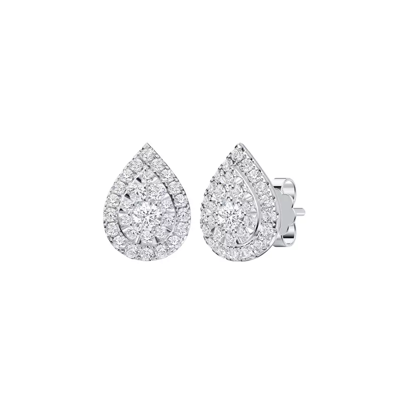 14K White Gold Elara Double Halo Earrings