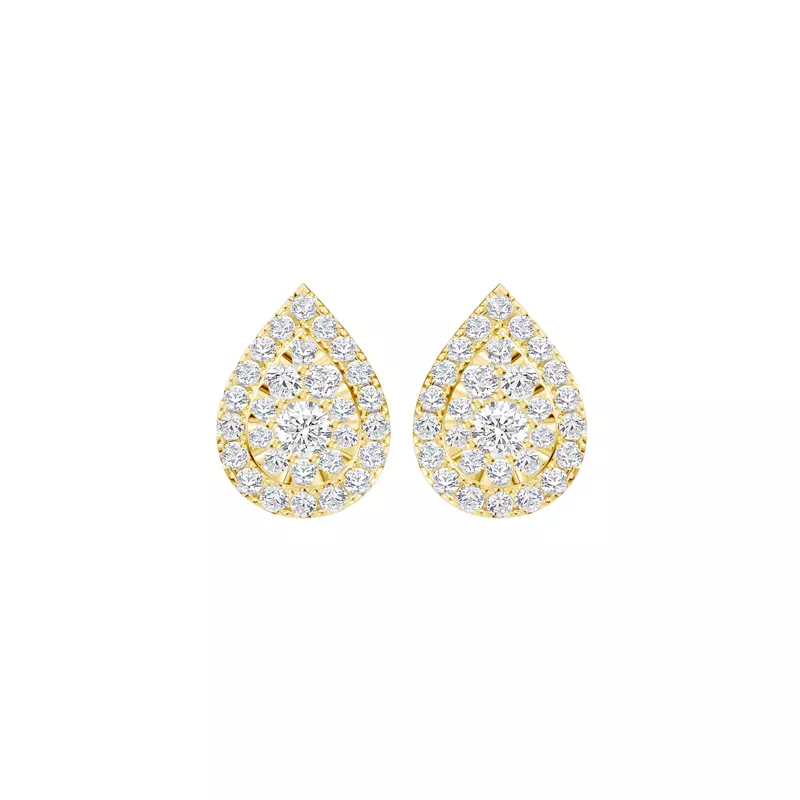 14K Yellow Gold Elara Double Halo Lab Earrings