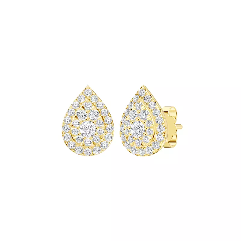 14K Yellow Gold Elara Double Halo Lab Earrings