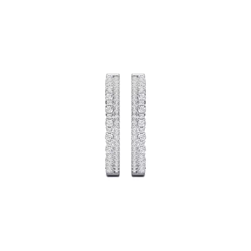 14K White Gold Duoligne Inside-Out Lab Hoops