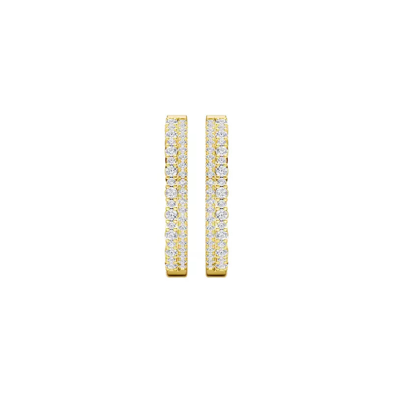 14K Yellow Gold Duoligne Inside-Out Lab Hoops