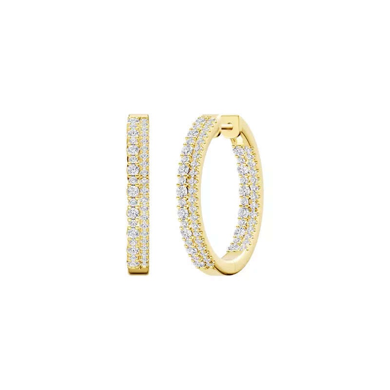 14K Yellow Gold Duoligne Inside-Out Hoops