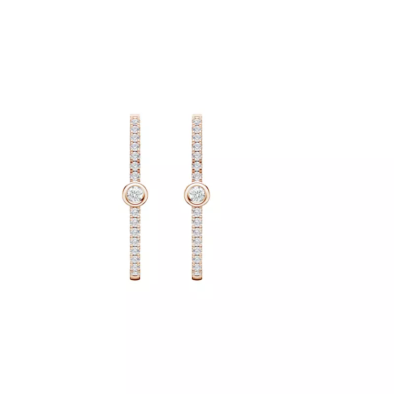 14K Rose Gold Embliss Round Bezel Pavé Lab Hoops (1 ct. tw)