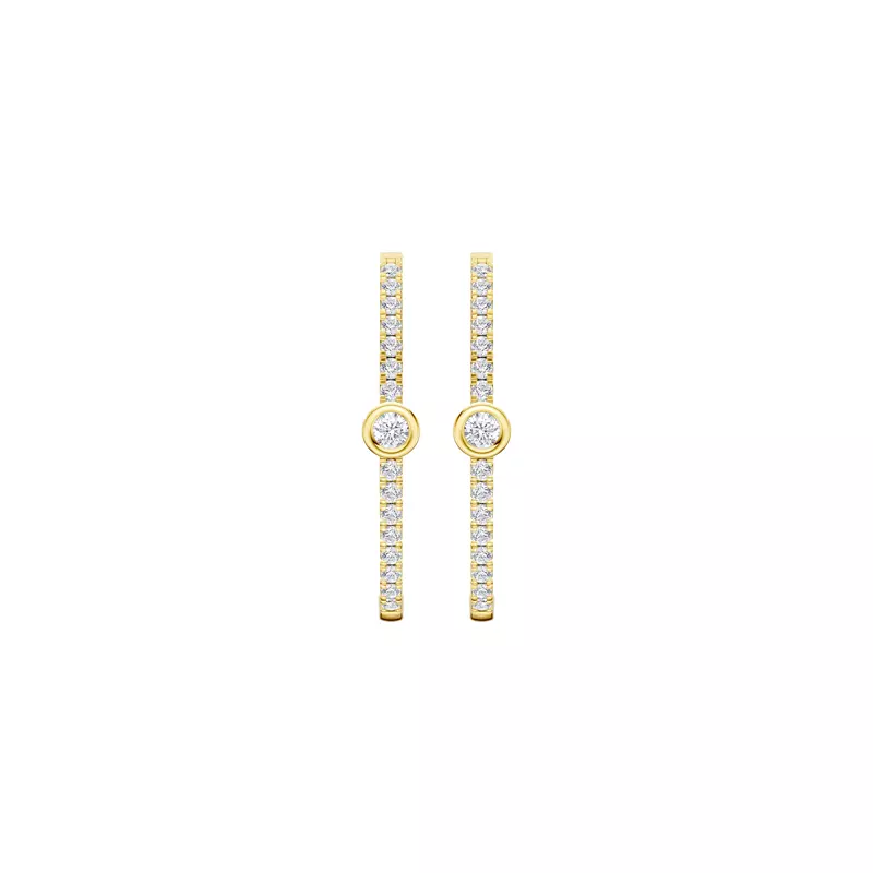 14K Yellow Gold Embliss Round Bezel Pavé Lab Hoops (1 ct. tw)